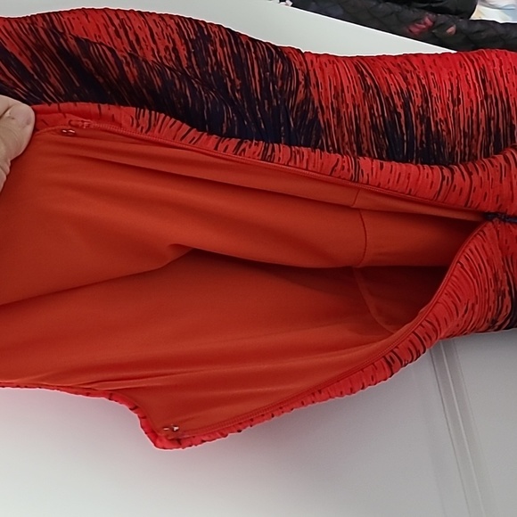 HALSTON Heritage Red Striped Sleeveless V Neck Sheath Mini Dress Size 10 - Picture 5 of 8